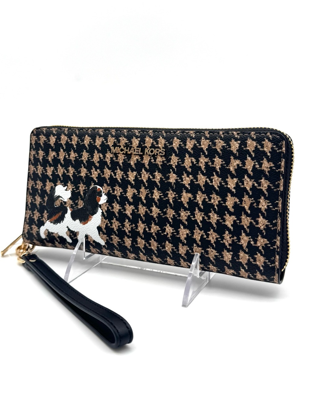 Michael Kors Large Continental Wallet Wristlet Black/Camel